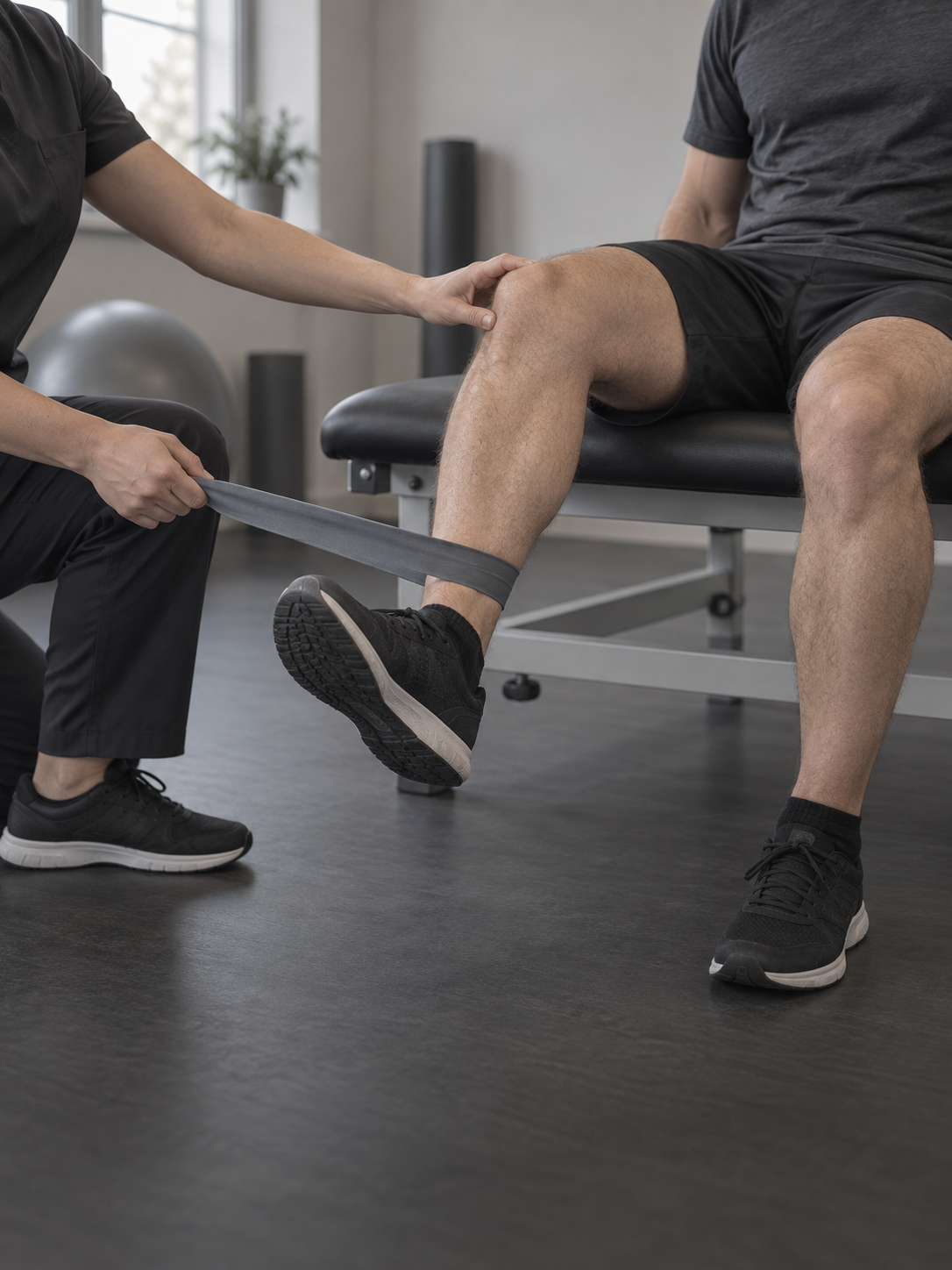 Ćwiczenie rehabilitacyjne z taśmą